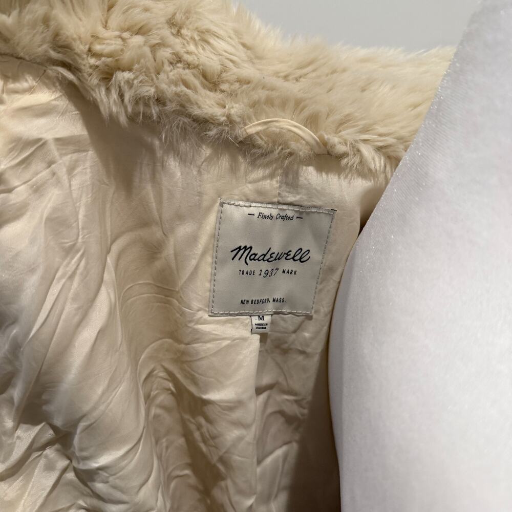 MADEWELL Stagedoor Faux Fur Coat White Jacket Sz M - Picture 5 of 6